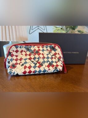 Bottega Veneta Intrecciato Woven Leather Cosmetic Pouch